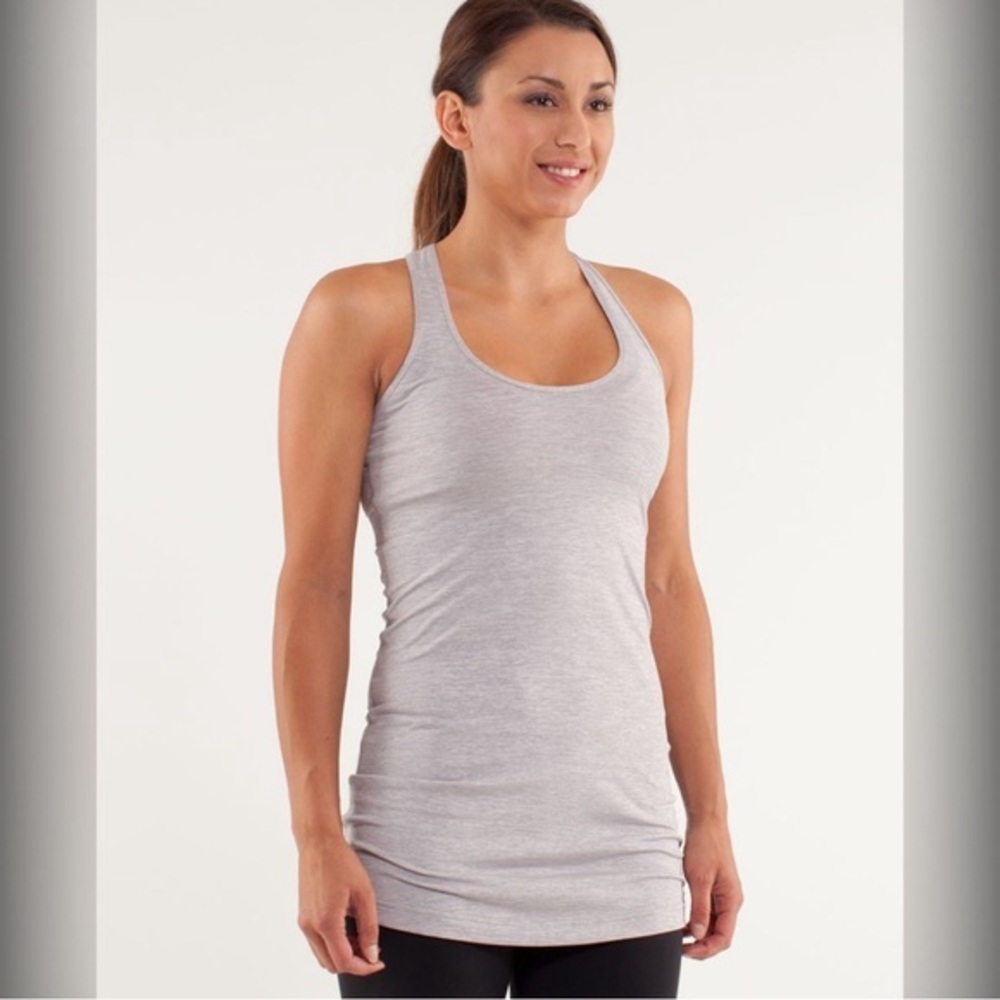 Lululemon Cool Racerback *Extra Long Metallic Silver Size 4 Workout Top
